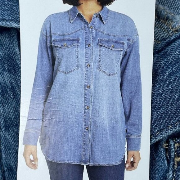 Gloria Vanderbilt Womens Denim Button-Up Shirt XL Casual Loose Fit d0630 - Picture 1 of 8